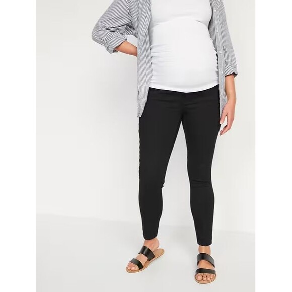 Old Navy Maternity Rollover-Waist 360 Stretch Super-Skinny Jean 6 Long Black NEW - Picture 1 of 10